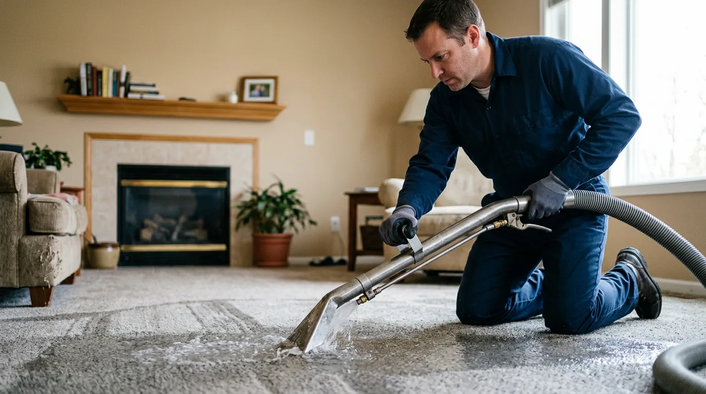 Water damage restoration technician working near Tacoma, WA